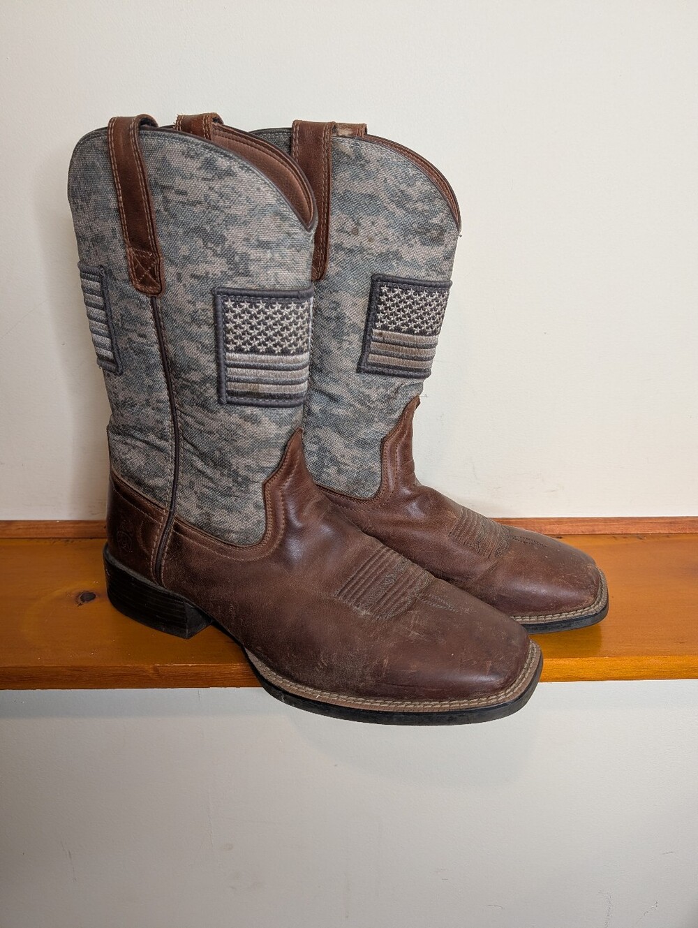 Ariat Patriot Men's 11D Cowboy Boots Brown Leather Camo American Flag Western